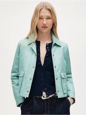 J.Crew Cropped Barn Jacket Italian Fabric Smoky Seaglass Utility Co